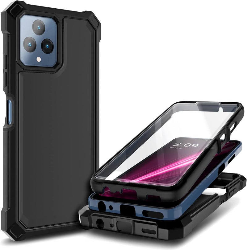 NZND Case for T-Mobile REVVL 6 5G / REVVL 6X 5G with [Built-in Screen Protector], Full-Body Shockproof Protective Rugged Bumper Cover, Impact Resist Phone Case (Black) - Image 1